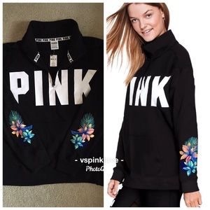 🌺😍HTF VS PINK Quarter Zip Tropical Pullover
